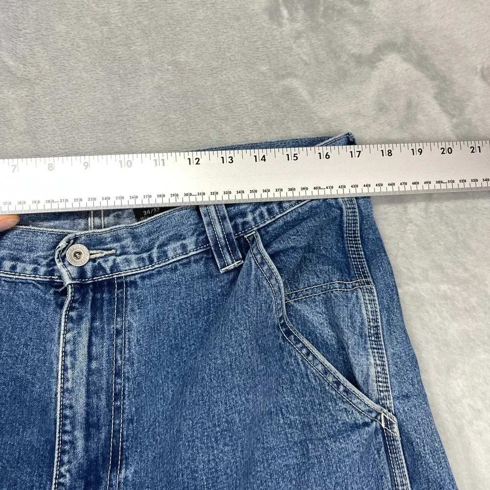 DKNY Jeans Mens 34/32 Blue‎ Denim Workwear Straight Leg Loose Carpenter Outdoor